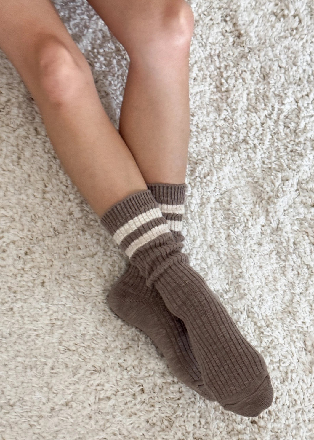 Cottage Socks - Flax Varsity Stripe