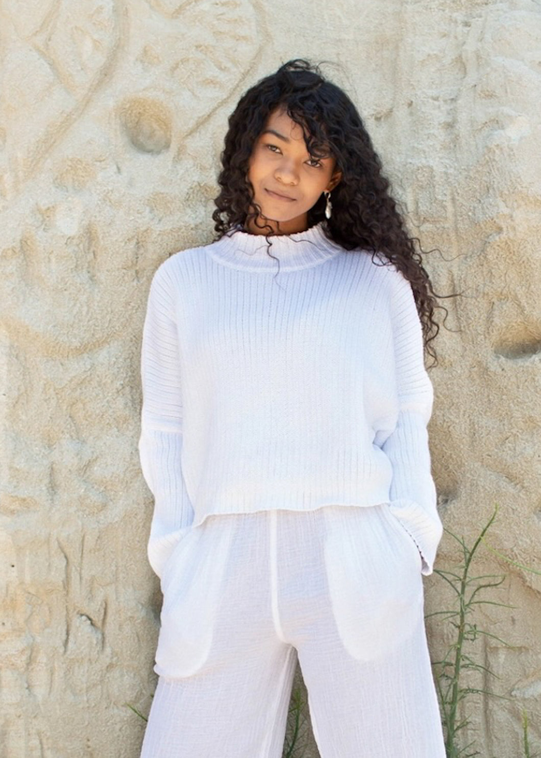 Mock Neck Crop Sweater